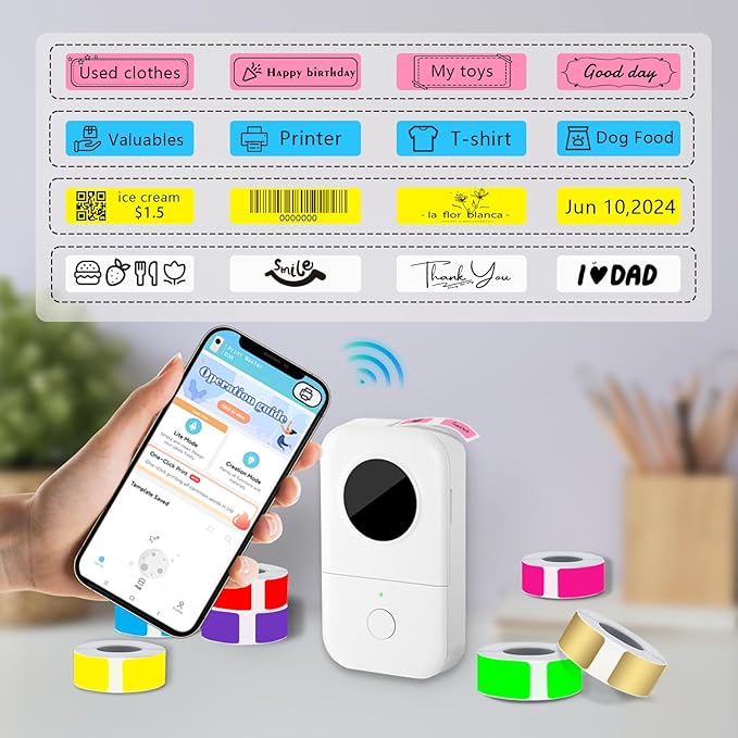 Thermal Label Tape Colored 14x40mm Pink Printable Return Address Labels 14mm Waterproof Stickers Compatible with D30 Portable Thermal Printer, 4 Rolls, 640pcs, 0.55"x1.57"