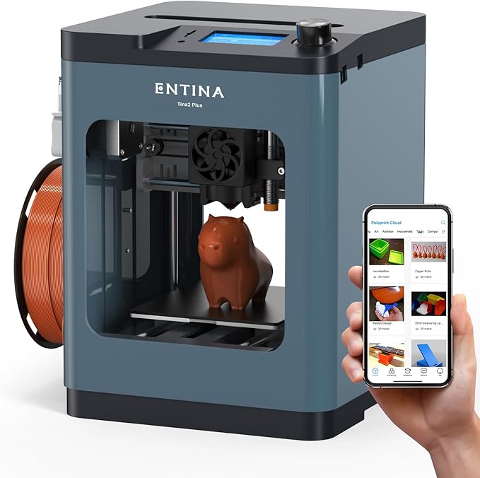 3D Printers TINA2 Plus V2, 250mm/s High Speed Auto Leveling FDM Mini 3D Printer with Spring Steel Platform, Fully Assembled 3D Printer for Kids and Beginners with WiFi High Precision 3D Printers