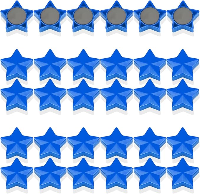 Fridge Magnets - 30 Pcs Refrigerator Magnets Strong Small Whiteboard Magnet, Heavy Duty Mini Magnets for Kitchen, Locker, Office, Classroom & Office Use - Decorative Cute Magnet (Star, Blue)