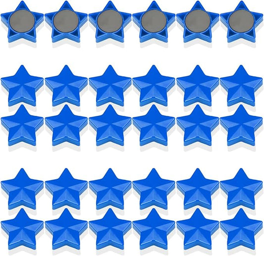 Fridge Magnets - 30 Pcs Refrigerator Magnets Strong Small Whiteboard Magnet, Heavy Duty Mini Magnets for Kitchen, Locker, Office, Classroom & Office Use - Decorative Cute Magnet (Star, Blue)