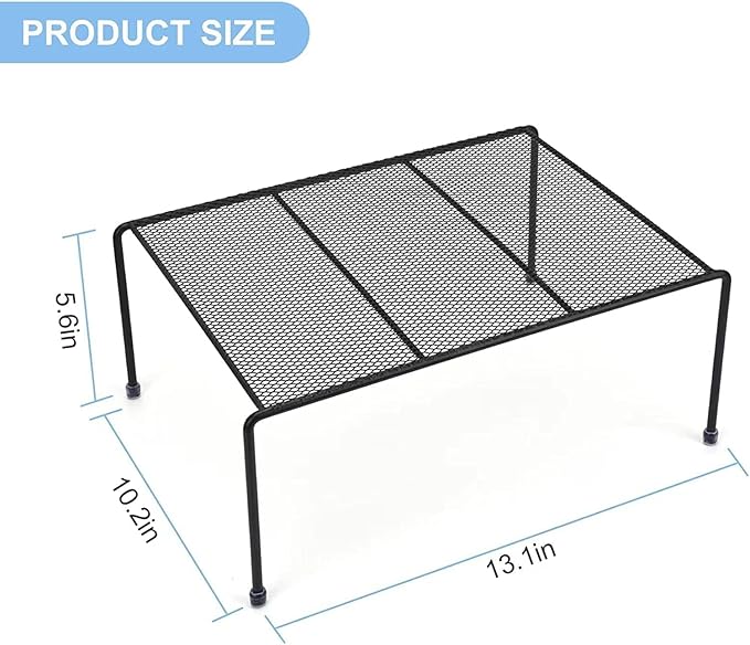 SIBAO 6-Shelf Kitchen Storage Organizer, 13.1 x 10.2 Inch Mesh Cabinet Shelves Rack (Black), Maximize Space, No Assembly Required, Modern Design, Rust-Resistant, 10-15 lbs Weight Capacity