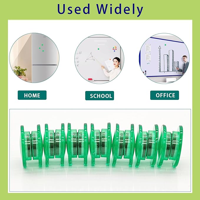 Fridge Magnets - 42 Pack Strong Refrigerator Magnets, Heavy Duty Small Magnets for Whiteboard, Locker, Crafts, Office, Classroom Use - Clear Decorative Cute Round Mini Magnet for Fridge (Green)