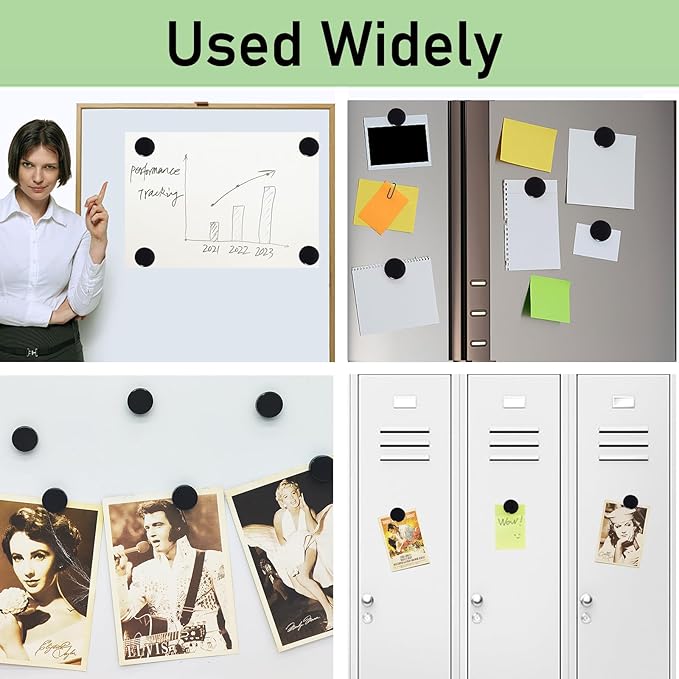 Fridge Magnets - 20 Pack Strong Refrigerator Magnets, Small Heavy Duty Round Magnets for Whiteboard Locker Office Classroom & Crafts, Decorative Cute Mini Black Magnet for Fridge School (Black)
