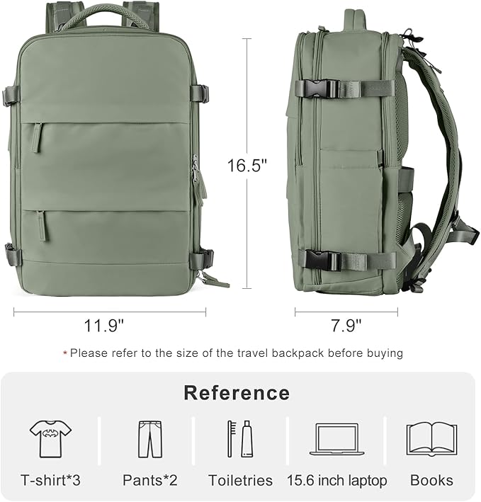 Travel Backpack For Women Men Airline Approved Carry On Backpack Flight Approved Waterproof Sports Luggage Backpack Casual Daypack Small Hiking Backpack Grey Green