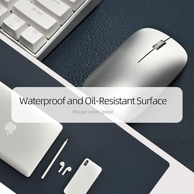 PU Leather Desk Pad Blotter,Navy Waterproof Office Desktop Mat for Men,36x17in Non-Slip Large Mouse Pad/Writing Protector/Desk Accessories
