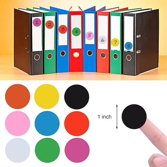 1000 Pieces 1 Inch Round Color Coding Labels Writable Circle Dot Labels Self Adhesive Color Round Stickers for Inventory Home Organize, File Classification(2 Rolls, Black)