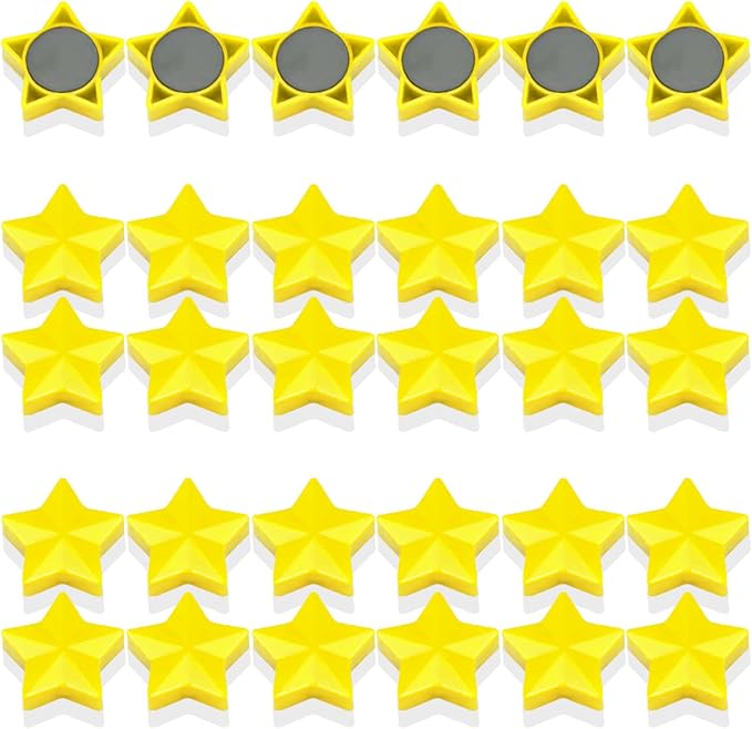 Fridge Magnets - 30 Pcs Refrigerator Magnets Strong Small Whiteboard Magnet, Heavy Duty Mini Magnets for Kitchen, Locker, Office, Classroom & Office Use - Decorative Cute Magnet (Star, Yellow)