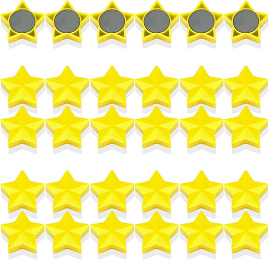 Fridge Magnets - 30 Pcs Refrigerator Magnets Strong Small Whiteboard Magnet, Heavy Duty Mini Magnets for Kitchen, Locker, Office, Classroom & Office Use - Decorative Cute Magnet (Star, Yellow)