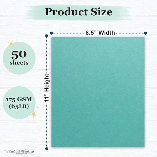 Cardstock Warehouse Pop-Tone Blu Raspberry Teal Cardstock Paper – 50 Sheets, 8.5 x 11" - 65 lb / 175 GSM Premium Teal Card Stock for Die-cutting, Crafts, Printing, Card Making and DIY Projects