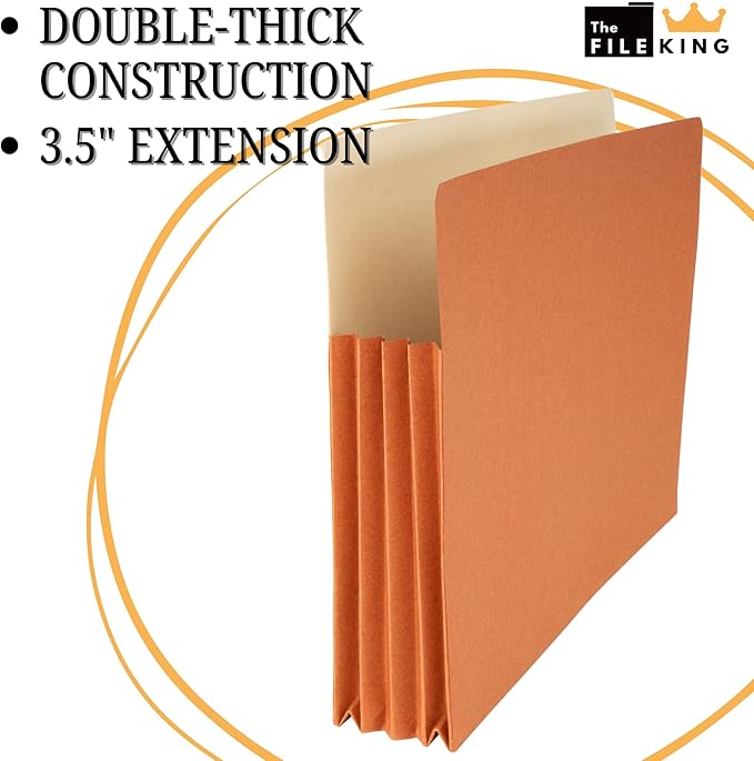 The File King Expanding Accordion File Folder - Legal Size | Box of 10 Redropes | 3.5” Expansion | Store and Organize Papers | Keep Records in One Place | Save Time Searching