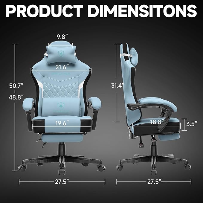 GTPLAYER Gaming Chair, Fabric Computer Office Chair with Pocket Spring Cushion, Ergonomic Office and Gaming, Video Gaming Chair with Linkage Armrests, High Back Desk Chair with Adjustable Recliner