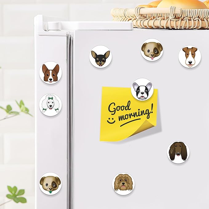 MORCART 54Pcs Emoji Refrigerator Magnets Fridge Magnets for Locker Whiteboard - Cut Dog Magnets Funny Magnets for School Home Kitchen Office Gift for Family and Friend EM-024