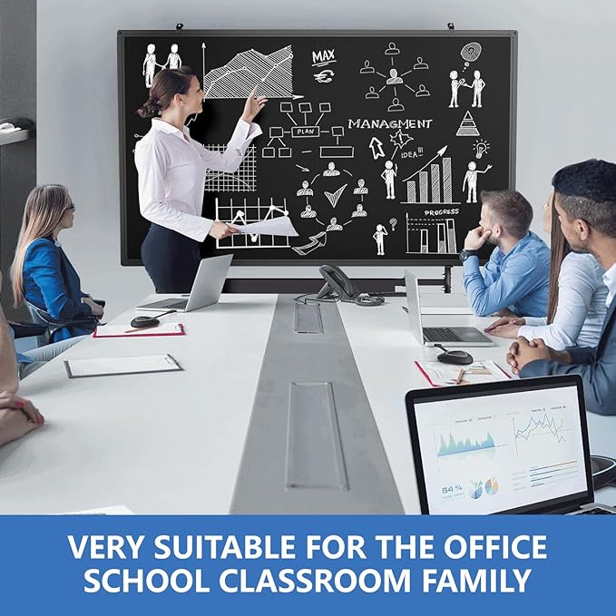 Rolling Chalkboard Black Dry Erase Board 48x36 with Height & Width Adjustable Stand, Large Portable Magnetic Double-Sided Whiteboard on Wheels, Mobile Standing Easel Blackboard for Office