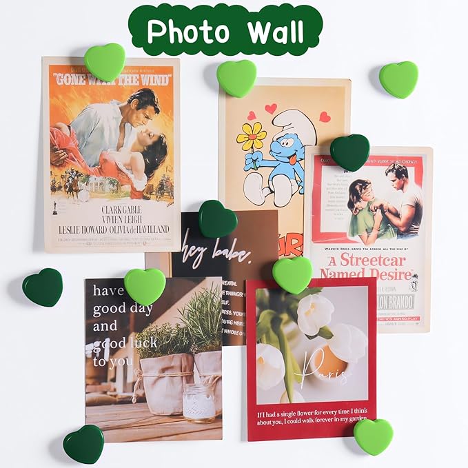 20PCS Fridge Magnets - Heavy Duty Refrigerator Magnets, Cute Small Strong Magnets for Whiteboard, Lockers & Kitchen - Mini Decorative Heart Magnet for Home, School Office Crafts Locker (Green)
