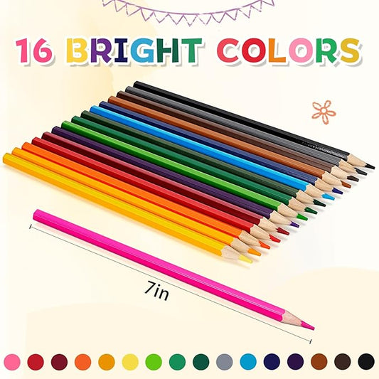 320 Count Colored Pencils Bulk, 16 Assorted Colors, Pre-sharpened Coloring Pencils Set for Kids and Adult, Teachers Essential Classroom Prizes, Back to School Supplies