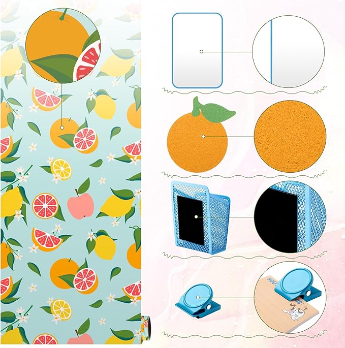 Harloon 15 Pcs Locker Decoration and Organizer Kit Locker Wallpaper Magnetic Pen Holder and Mirror Whiteboard Marker Cork Board with 3 Push Pins 3 Magnetic Clip 6 Magnets(Orange)