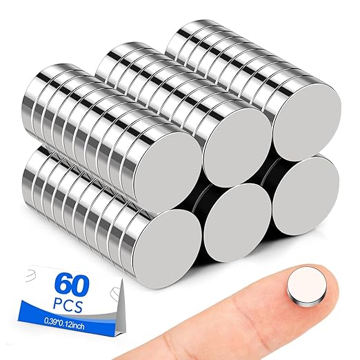 Small Magnet, 60 Pack Refrigerator Magnets 10x3mm Rare Earth Magnets Neodymium Magnet for Crafts, Whiteboard, Kitchen Cabinet