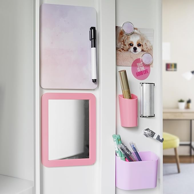 Pink and Purple Locker Accessories - 7 Piece Locker Decor, Girls Locker Accessories, Locker Accessories for Girls in Middle School, Cute Aesthetic Magnetic Locker Accessories