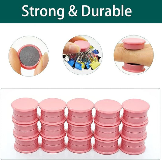 ZDZBLX Fridge Magnets, 30pcs Strong Refrigerator Magnets, Heavy Duty Small Magnets for Whiteboard, Office, Classroom, Lockers, Maps, DIY Crafts - Cute Mini Round Magnet for Fridge, Kitchen (Pink)