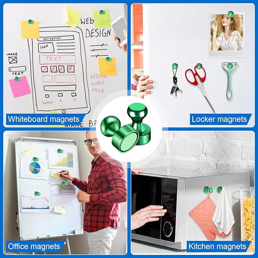 LOVIMAG Refrigerator Magnets, 20 Pack Fridge Magnets Green Strong Magnet for Whiteboard, Small Neodymium Magnet for Fridge, Ideal for Lockers, Kitchen, Office, Map,Home Decorative