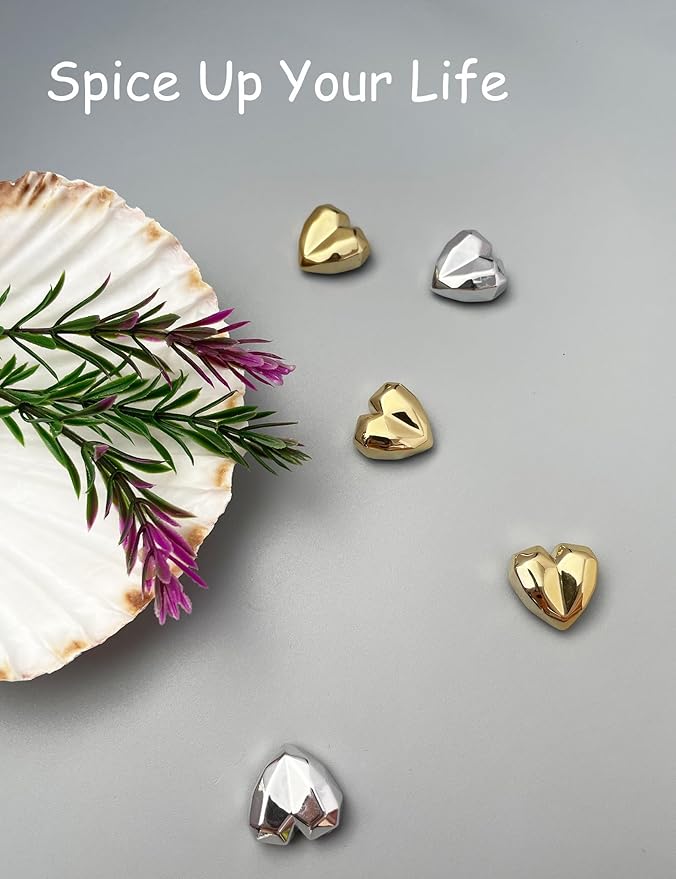 20PCS Gold Fridge Magnets Cute Diamond Love Heart Refrigerator Magnets, Decorative Small Magnets for Whiteboard Cabinet Locker, Aesthetic Magnets for Classroom Home Kitchen Office