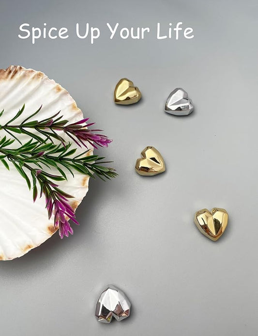 20PCS Gold Fridge Magnets Cute Diamond Love Heart Refrigerator Magnets, Decorative Small Magnets for Whiteboard Cabinet Locker, Aesthetic Magnets for Classroom Home Kitchen Office