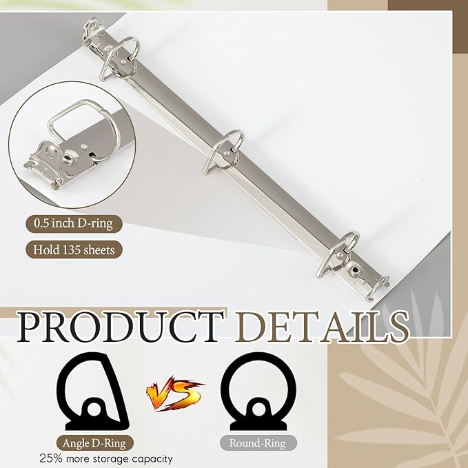 4 Pcs 11 x 17 Inch 3 Ring Binders 0.5 Inch Rings Heavy Duty View D Ring Binders Economy Holds 11" x 17" Paper for Artwork Blueprints, Office, Home, Work Places(White)
