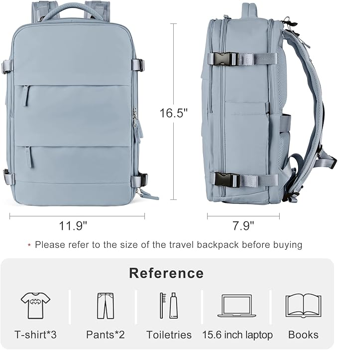 Travel Backpack For Women Men Airline Approved Carry On Backpack Flight Approved Waterproof Sports Luggage Backpack Casual Daypack Small Hiking Backpack Grey Blue