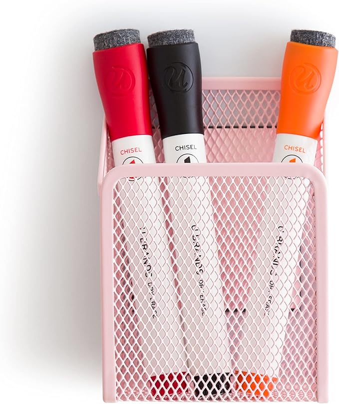 U Brands Blush Mesh Locker Organization Kit, Includes Magnetic Cup and Folding Shelf, 2 Pieces