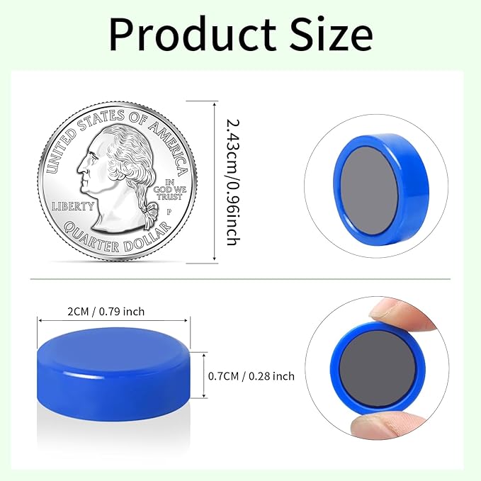 20PCS Fridge Magnets, Blue Cute Small Refrigerator Magnets, Decorative Round Heavy Duty Strong Mini Magnets for Whiteboard Fridge Locker Kitchen Classroom Office & School, Dry Erase Magnet