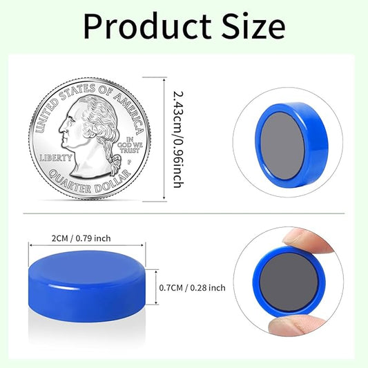 20PCS Fridge Magnets, Blue Cute Small Refrigerator Magnets, Decorative Round Heavy Duty Strong Mini Magnets for Whiteboard Fridge Locker Kitchen Classroom Office & School, Dry Erase Magnet