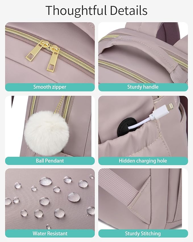 17.3in Laptop Backpack Women for Work, Cute Teen Backpack for Girl University Teacher Nurse Middle School Bag Aesthetic, Light Purple