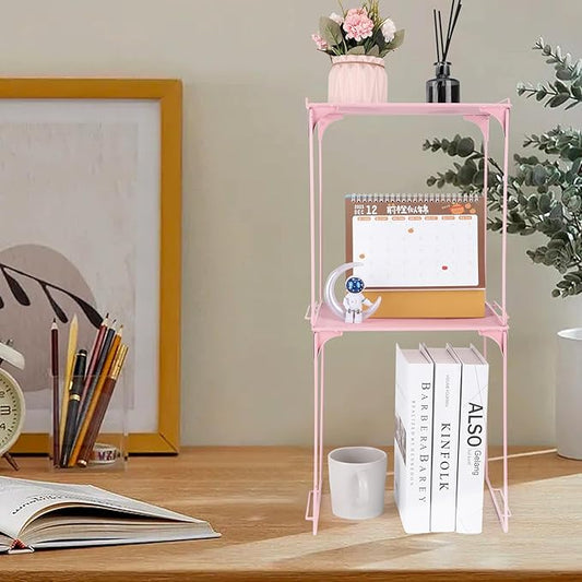 Locker Organizer Shelf Stackable Extra Locker Shelf for School Locker Organizer Storage Cabinet Accessories Suitable for School, Office, and Home use (2, Light Pink)