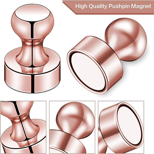 LOVIMAG 20 PCS Refrigerator Magnets, Rose Gold Fridge Magnets Strong Magnet for Whiteboard, Small Neodymium Magnet Ideal for Push Pin Magnetic, Office, Classroom, Map