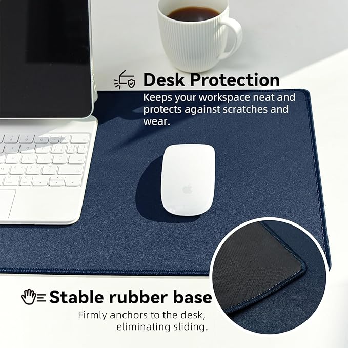 Waterproof Large Gaming Mouse Pad with Durable Stitched Edges, Non-Slip Rubber Base, Smooth Surface Mouse Mat Desk Pad for Home Office Gaming, 31.5"x11.8"x0.12", Dark Blue