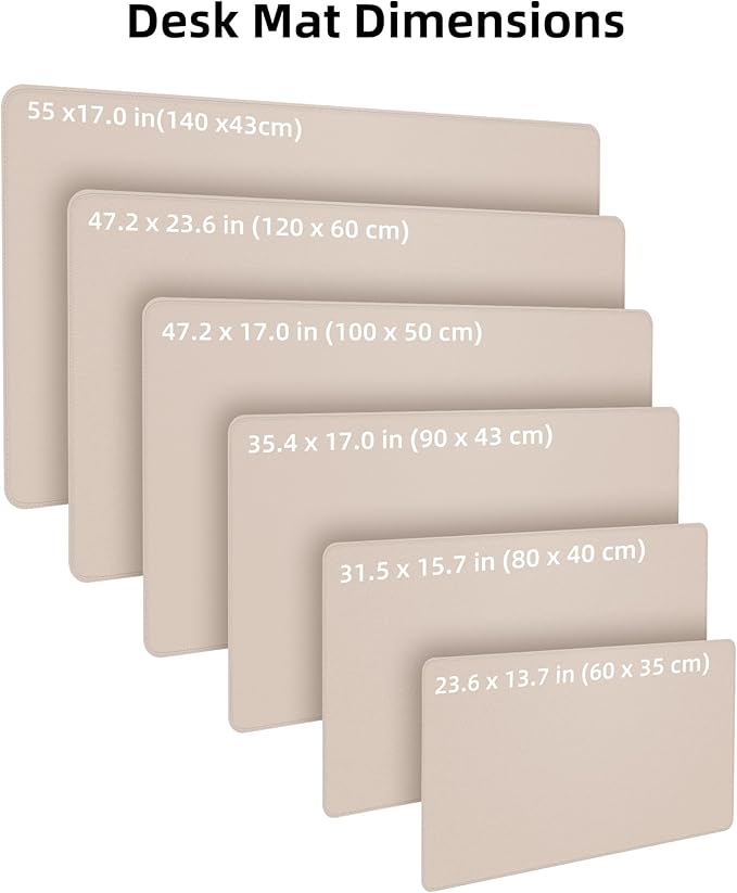 Leather Desk Pad Protector,Office Desk Mat,Large Mouse Pad, Non-Slip PU Leather Desk Blotter,Desk Pad,Waterproof Desk Writing Pad for Office and Home (Beige,31.5" x 15.7")