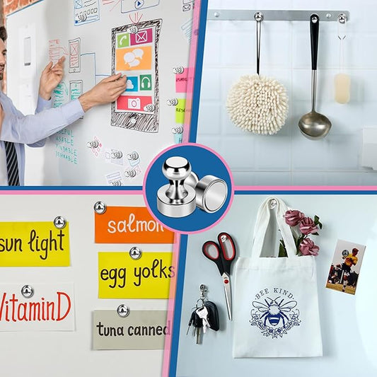 LOVIMAG Refrigerator Magnets, 28Pcs Strong Fridge Magnets for Refrigerator, Small Neodymium Magnet for Whiteboard, Metal Push Pin Magnet for Kitchen, Office, School, Locker, Map Decorative