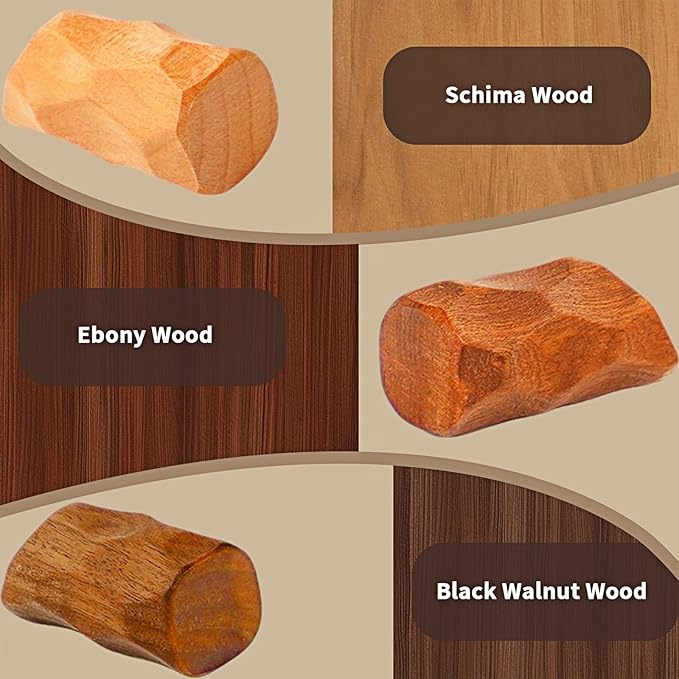 Solid Wood Wall Hooks 4 Pack - Non-Slip Rhombus Screw-Mounted Hangers, Heavy Duty Multi-Use Decorative Hooks for Bathroom, Kitchen, Entryway (Fits Various Wall Surfaces) (Udan)