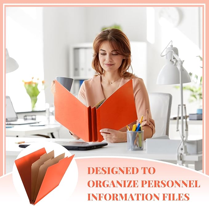 60 Pcs Classification Folders Letter Size, 2 Divider Pressboard File Folders with 3. 5 Inch Expansion, 2 Prongs Fastener, Heavy Duty Office File Organizers for Teachers, Medical (Orange)