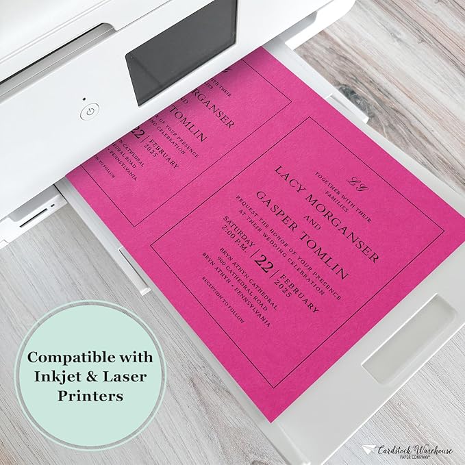 Cardstock Warehouse Pop Tone Razzle Berry Pink Cardstock Paper – 50 Sheets, 8.5 x 11" - 65 lb / 175 GSM Premium Pink Card Stock for Die-cutting, Crafts, Printing, Card Making and DIY Projects