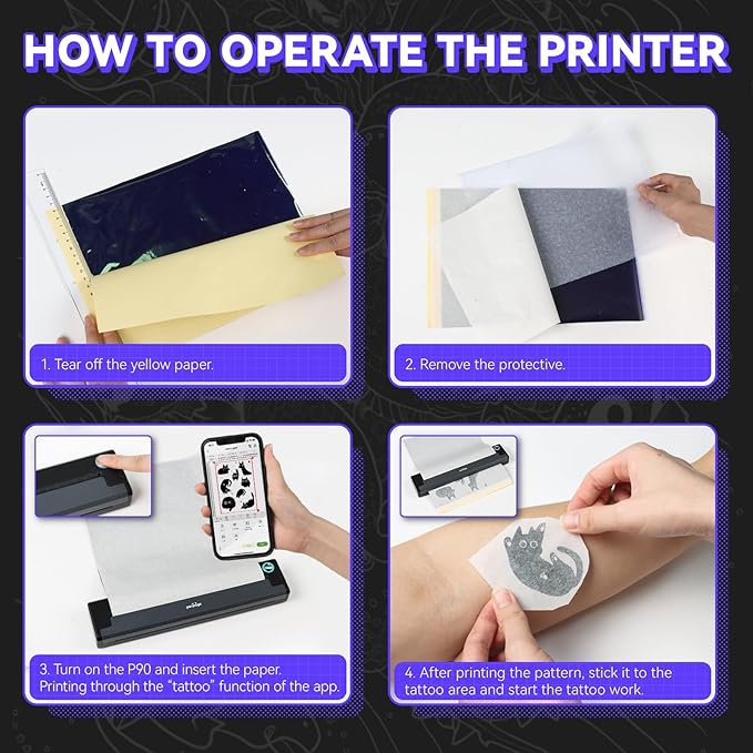 Wireless Tattoo Stencil Printer - Professional & Beginner Friendly, Bluetooth & USB Connectivity, 5pcs Free Stencil Paper Included