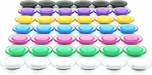 Fridge Magnets - 42 Pack Strong Refrigerator Magnets, Heavy Duty Small Magnets with 7 Colors, Whiteboard Magnet for Crafts, Locker, Office & Kitchen, Clear Round Mini Cute Decorative Magnet