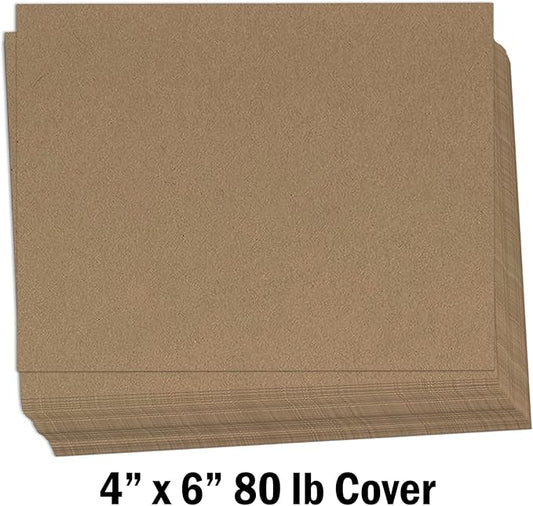 Hamilco Brown Colored Kraft Cardstock Paper - Flat 4 x 6" Heavy Weight 80 lb Cover Card Stock - 100 Pack…