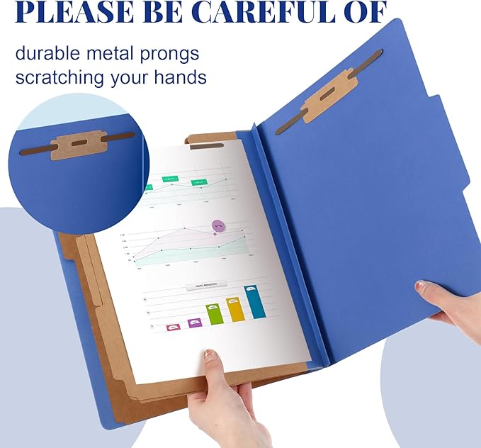 60 Pcs Classification Folders Letter Size, 3 Divider Pressboard File Folder with Fasteners, Expanding File Organizer Bulk for Teachers, Clergy, Office, Church, Christmas Donations (Dark Blue)