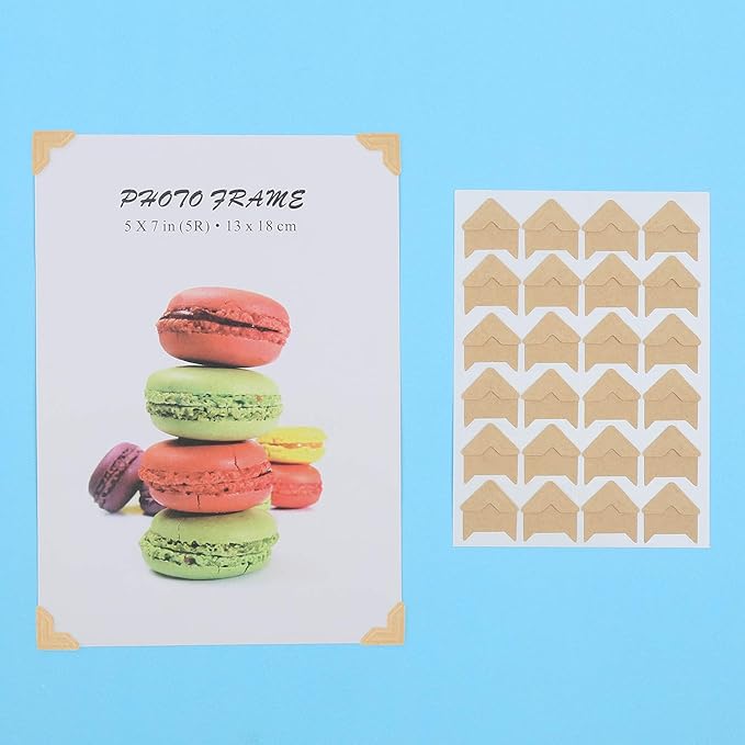 DERAYEE 12 Sheets/288 PCS Photo Corner Stickers, Self-Adhesive Photo Mounting Corners for Scrapbooking Photo Album Diary DIY Craft Paper