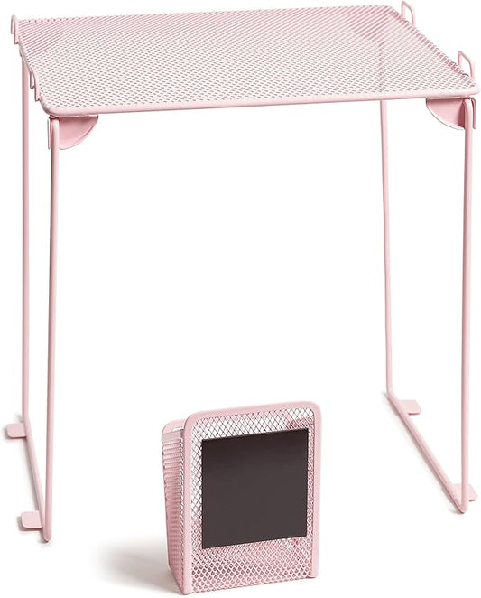 U Brands Blush Mesh Locker Organization Kit, Includes Magnetic Cup and Folding Shelf, 2 Pieces