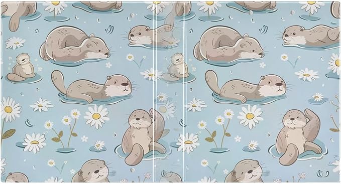 Otter Daisy Flower Blue Decorative 3 Ring Binder 1.5 Inch Large View Binders with Pockets File Organizer for Office College School, 1 Pack