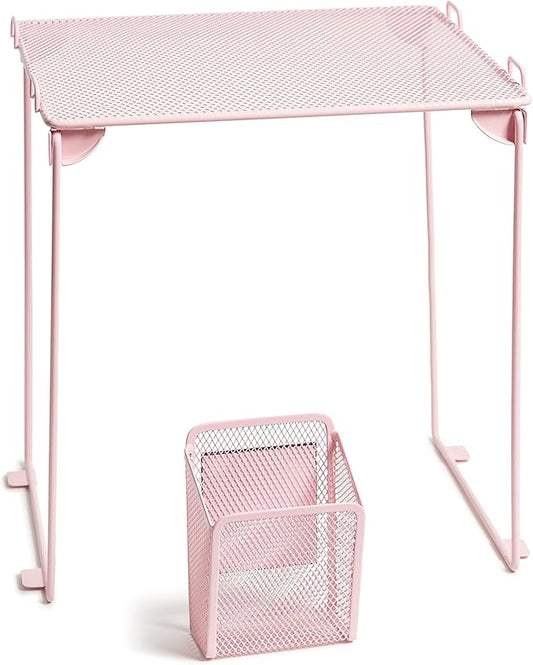 U Brands Blush Mesh Locker Organization Kit, Includes Magnetic Cup and Folding Shelf, 2 Pieces