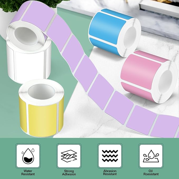 Ctosree 12 Rolls Printer Labels Adhesive Thermal Paper Waterproof Thermal Label Stickers Compatible with Phomemo M110 M221 M220 M120 M200 M110s Printer(Colorful,1.18 x 1.57 Inch)