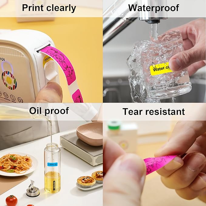 Thermal Label Tape 0.55"x1.57"(14x40mm) 12 Rolls,1920Pcs,Waterproof,Oil-Proof,Strong Adhesive Thermal Labels,Compatible with D30 Portable Thermal Printer,for Home,Office,Storage,10 Colors.